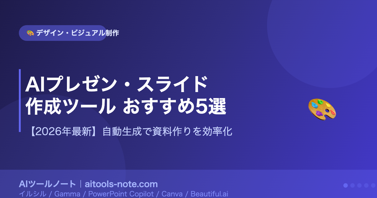 AIプレゼン・スライド作成ツールおすすめ5選 2026年最新